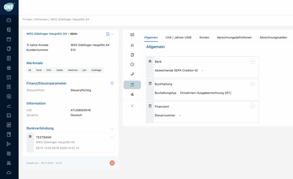 Rechnungsaussteller Einstellung - Buchhaltungstyp