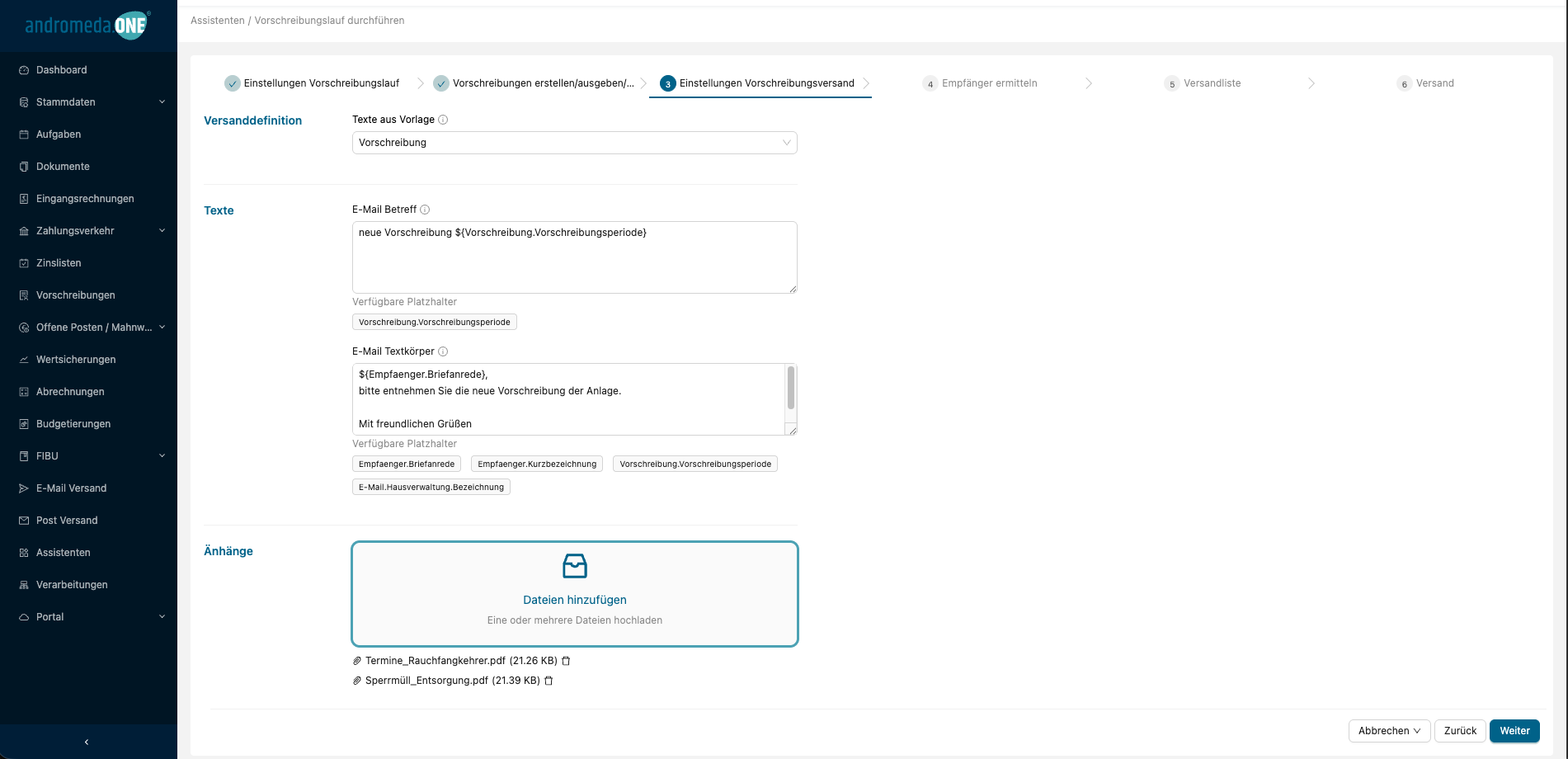 Schritt 3: Basierend auf Text-Templates und Variablen wird das Anschreiben erstellt